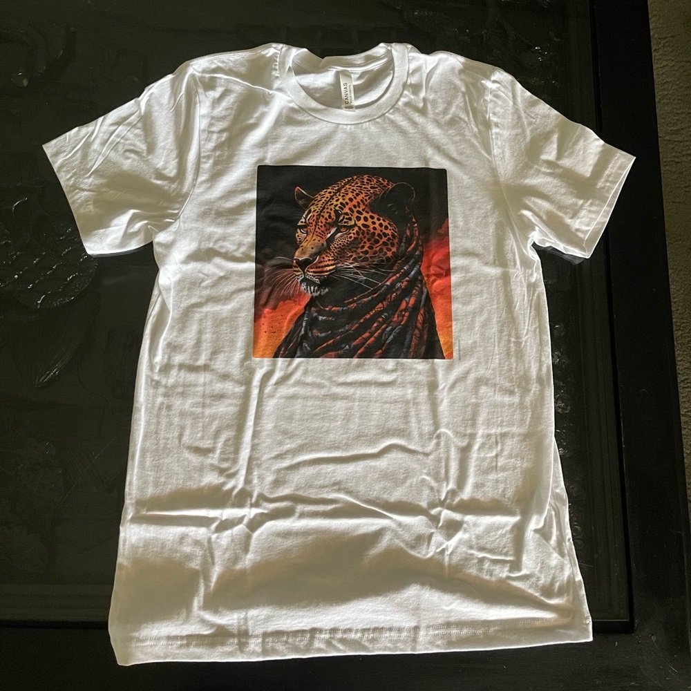 Cheetah with scarf original graphic art t shirt